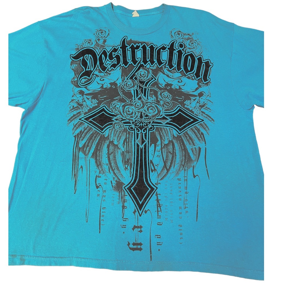 Blue destruction T-shirt size xtra large